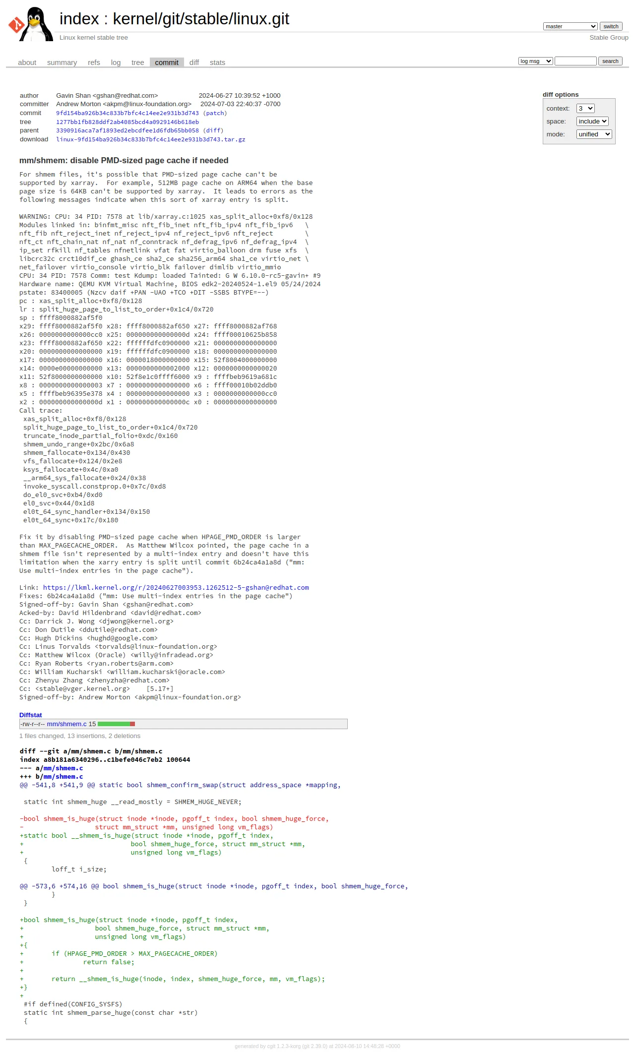 mm/shmem: disable PMD-sized page cache if needed - kernel/git/stable/linux.git - Linux kernel stable tree