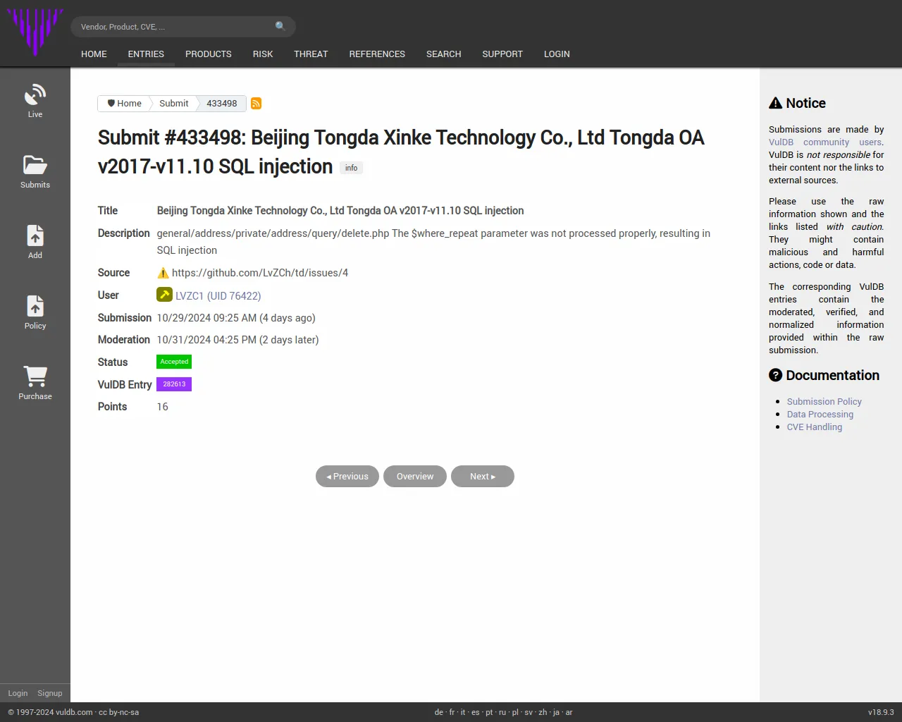 Submit #433498: Beijing Tongda Xinke Technology Co., Ltd Tongda OA v2017-v11.10 SQL injection