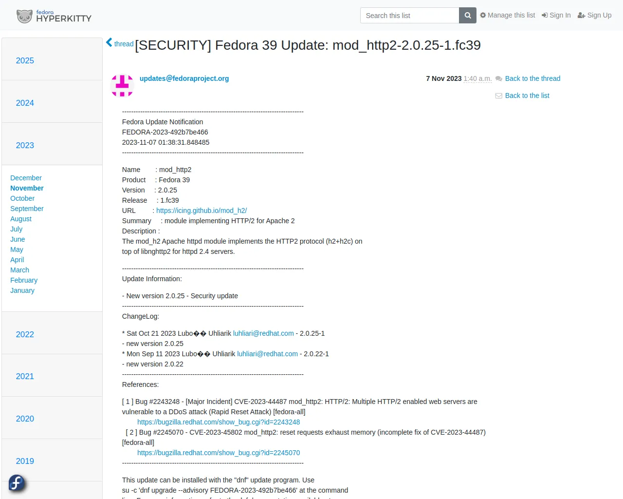 [SECURITY] Fedora 39 Update: mod_http2-2.0.25-1.fc39 - package-announce - Fedora mailing-lists