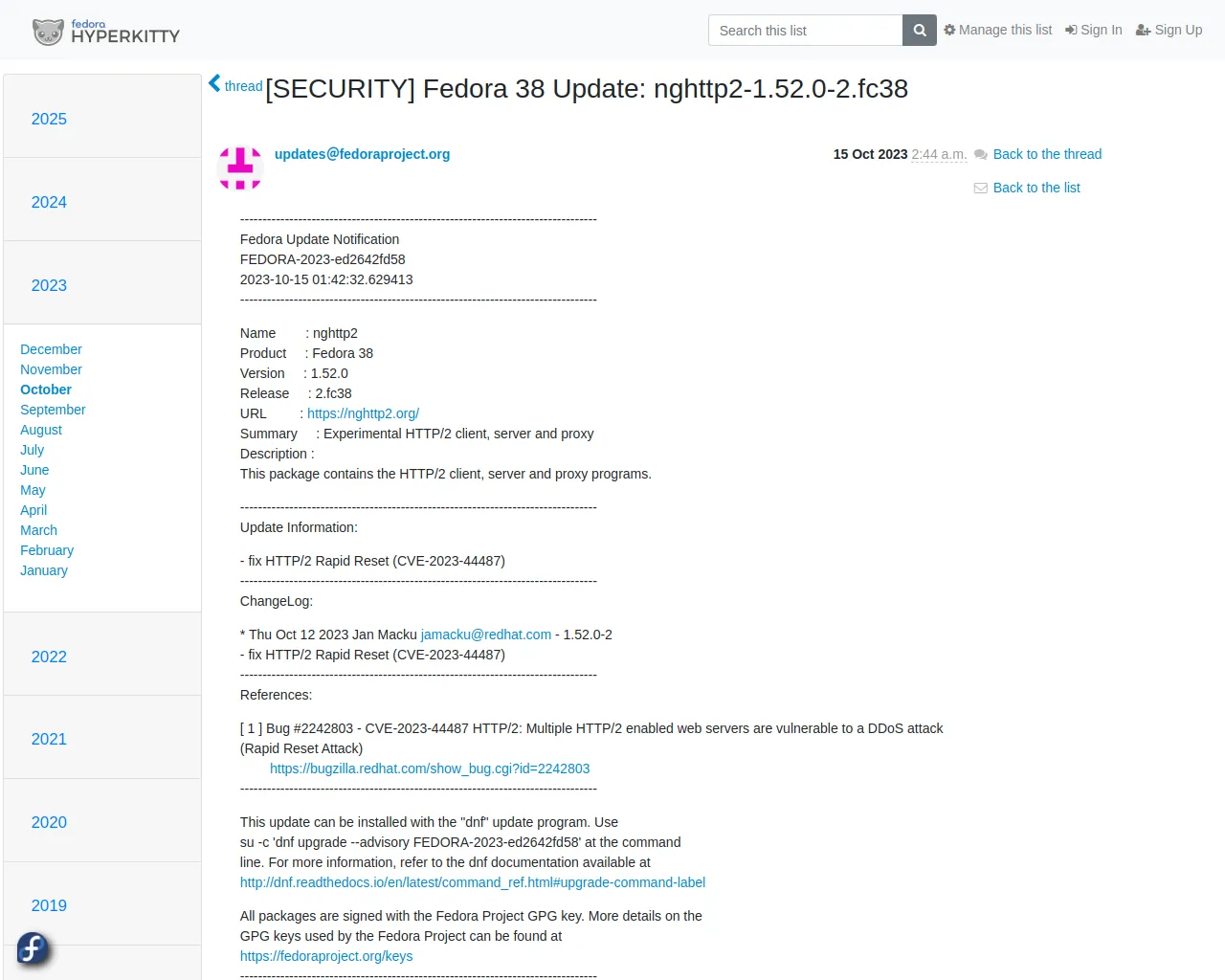 [SECURITY] Fedora 38 Update: nghttp2-1.52.0-2.fc38 - package-announce - Fedora mailing-lists
