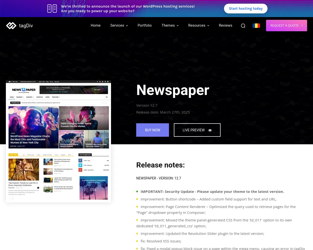 Newspaper Changelog | tagDiv