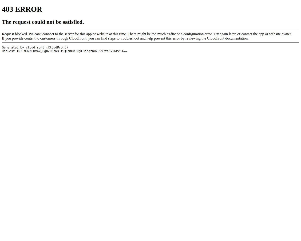 ERROR: The request could not be satisfied