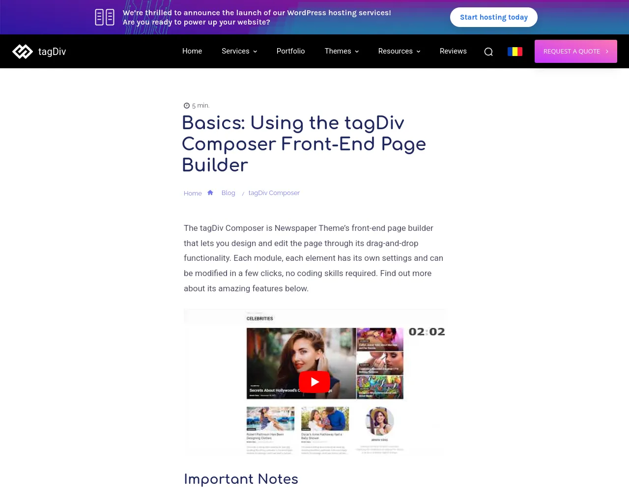 Basics: Using the tagDiv Composer Front-End Page Builder | tagDiv