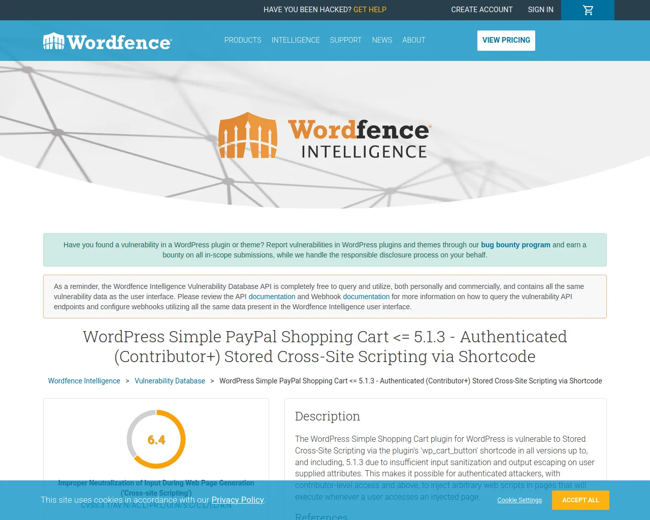 WordPress Simple PayPal Shopping Cart <= 5.1.3 - Authenticated (Contributor+) Stored Cross-Site Scripting via Shortcode