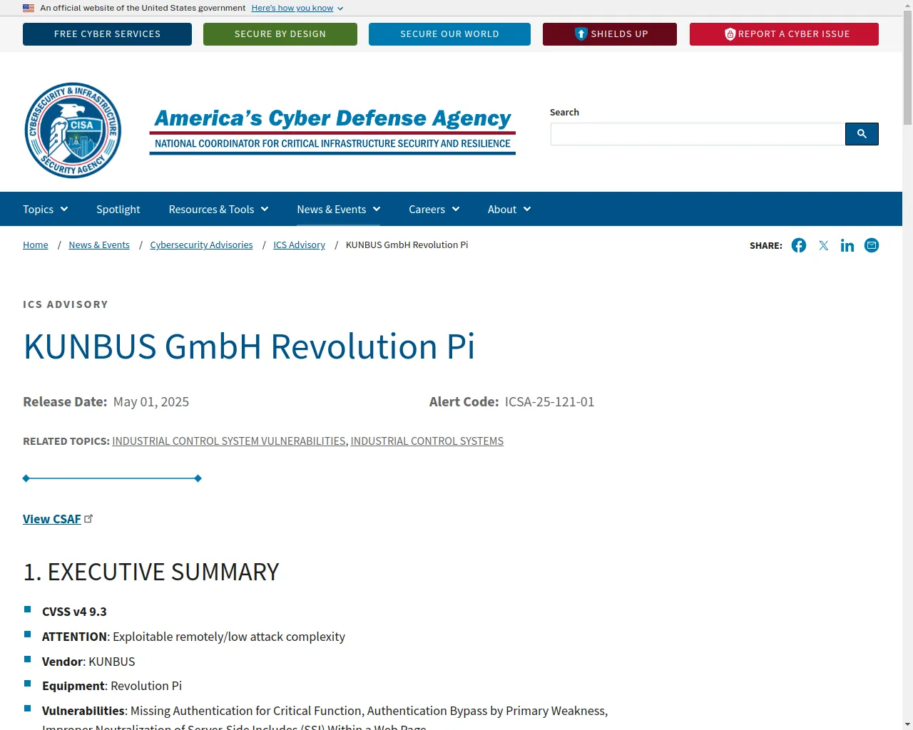 KUNBUS GmbH Revolution Pi | CISA
