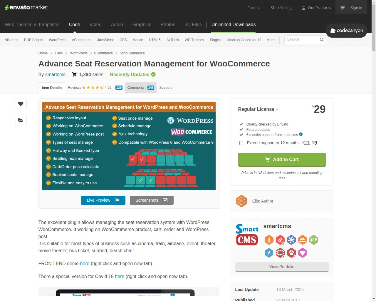 Advance Seat Reservation Management for WooCommerce by smartcms | CodeCanyon