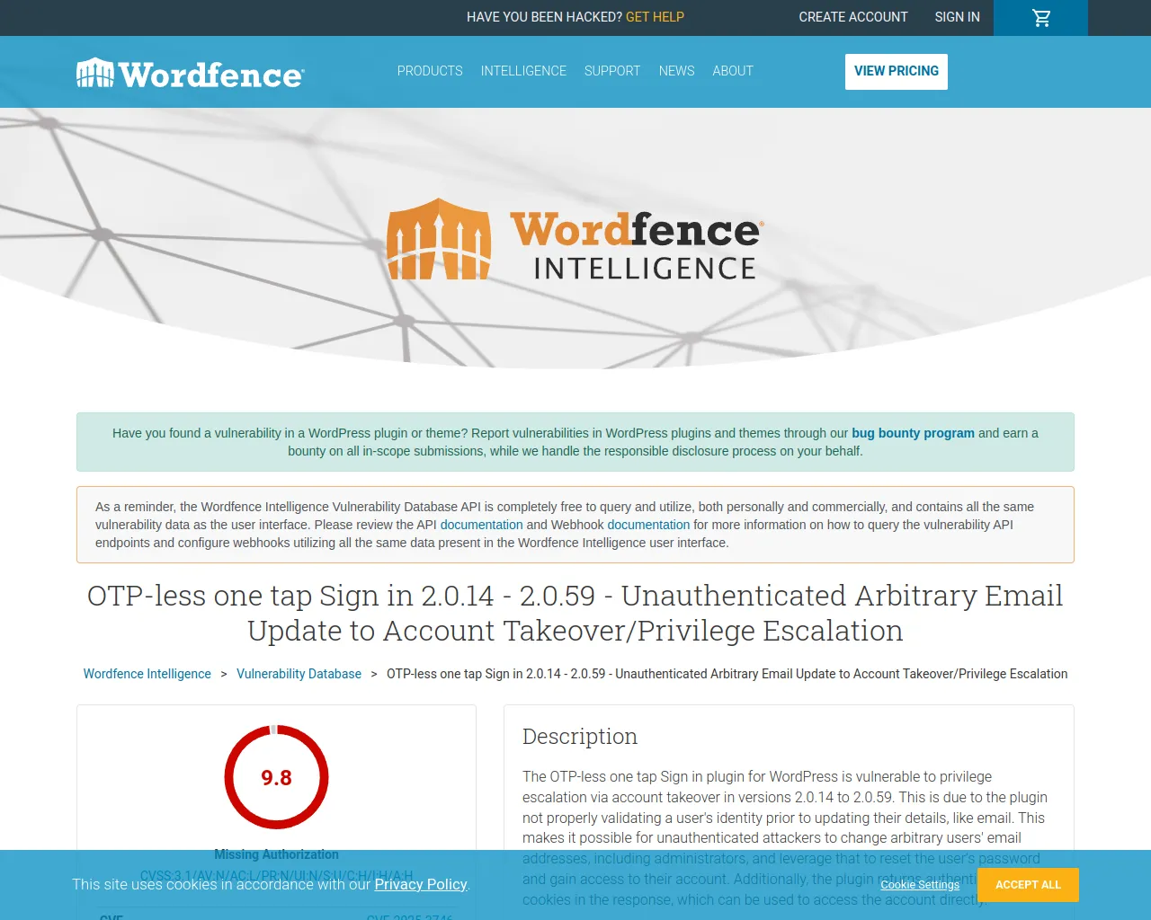OTP-less one tap Sign in 2.0.14 - 2.0.59 - Unauthenticated Arbitrary Email Update to Account Takeover/Privilege Escalation