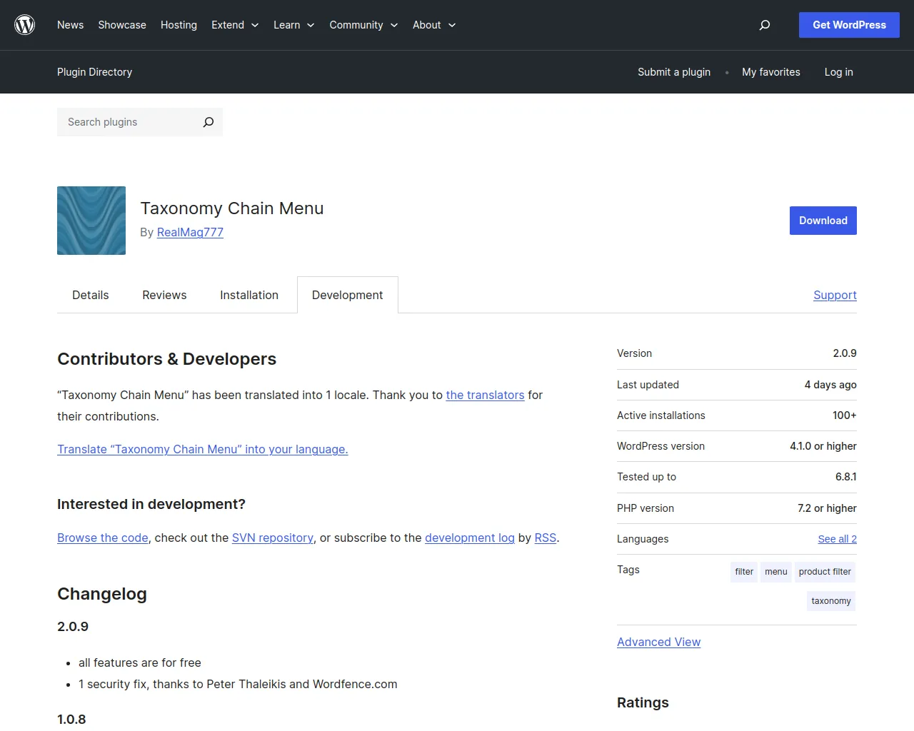 Taxonomy Chain Menu – WordPress plugin | WordPress.org