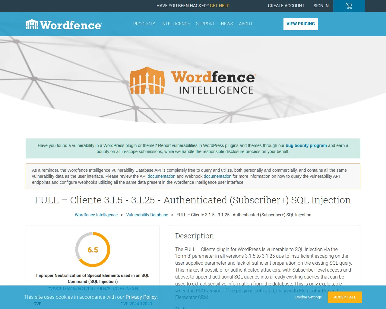 FULL – Cliente 3.1.5 - 3.1.25 - Authenticated (Subscriber+) SQL Injection