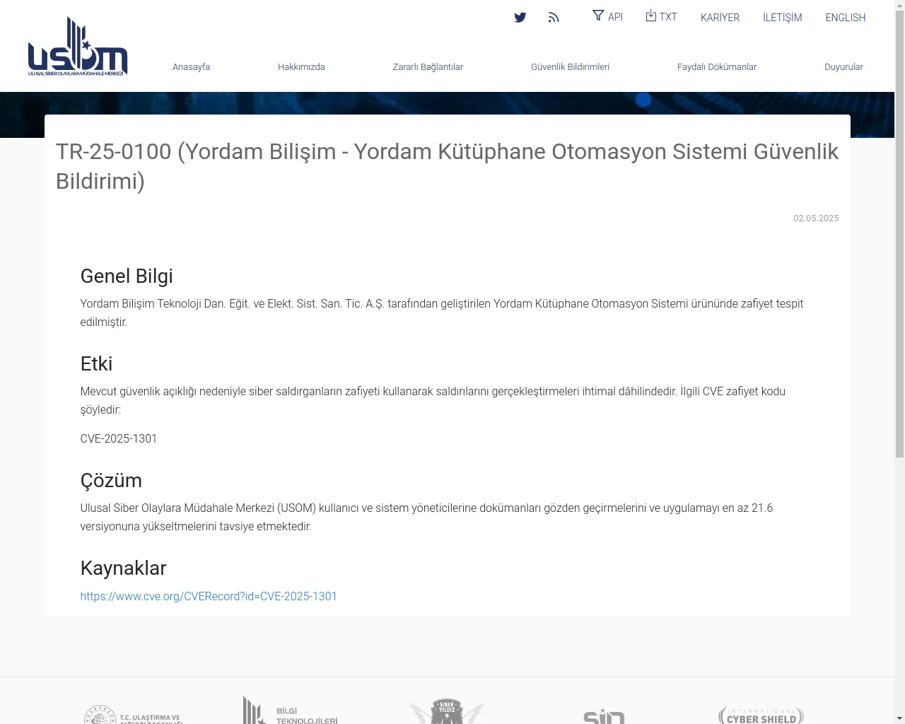 Ulusal Siber Olaylara Müdahale Merkezi - USOM