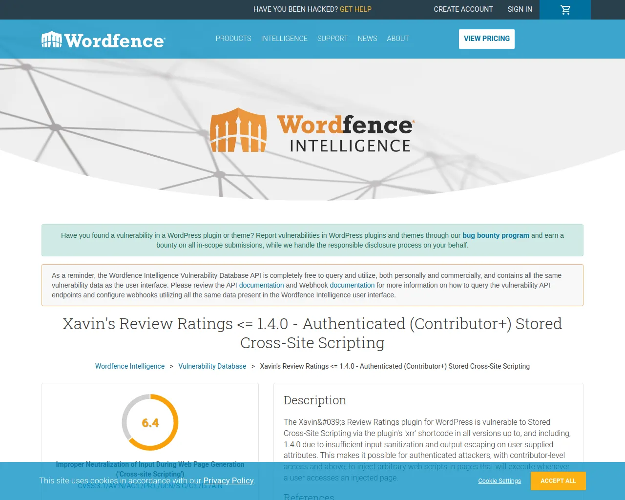 Xavin's Review Ratings <= 1.4.0 - Authenticated (Contributor+) Stored Cross-Site Scripting