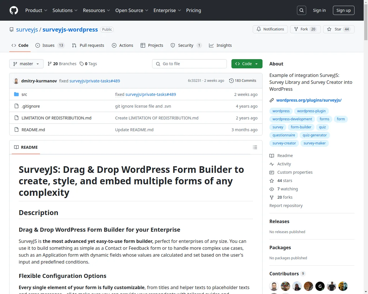 GitHub - surveyjs/surveyjs-wordpress: Example of integration SurveyJS: Survey Library and Survey Creator into WordPress