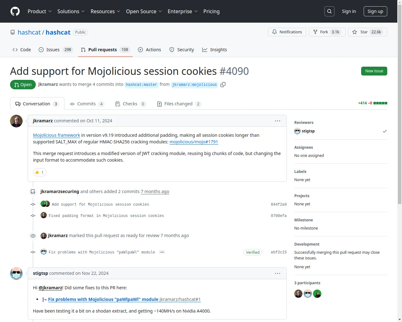 Add support for Mojolicious session cookies by jkramarz · Pull Request #4090 · hashcat/hashcat · GitHub