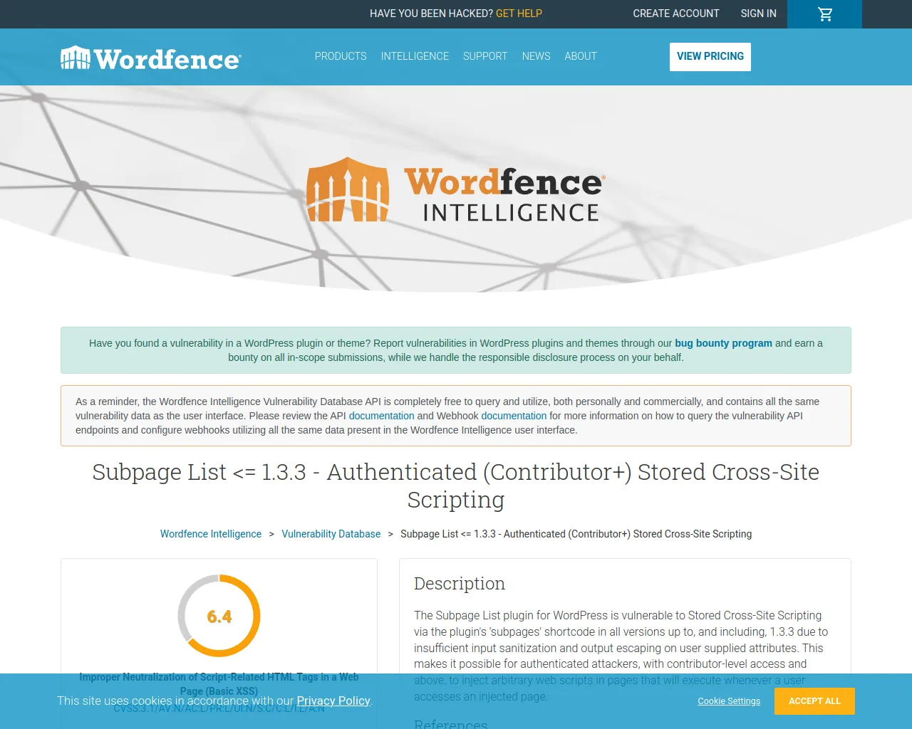 Subpage List <= 1.3.3 - Authenticated (Contributor+) Stored Cross-Site Scripting