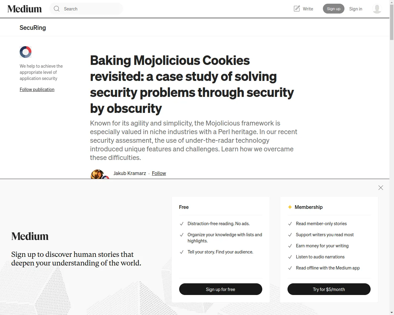 Baking Mojolicious Cookies revisited: a case study of solving security problems through security by obscurity | by Jakub Kramarz | SecuRing | Medium