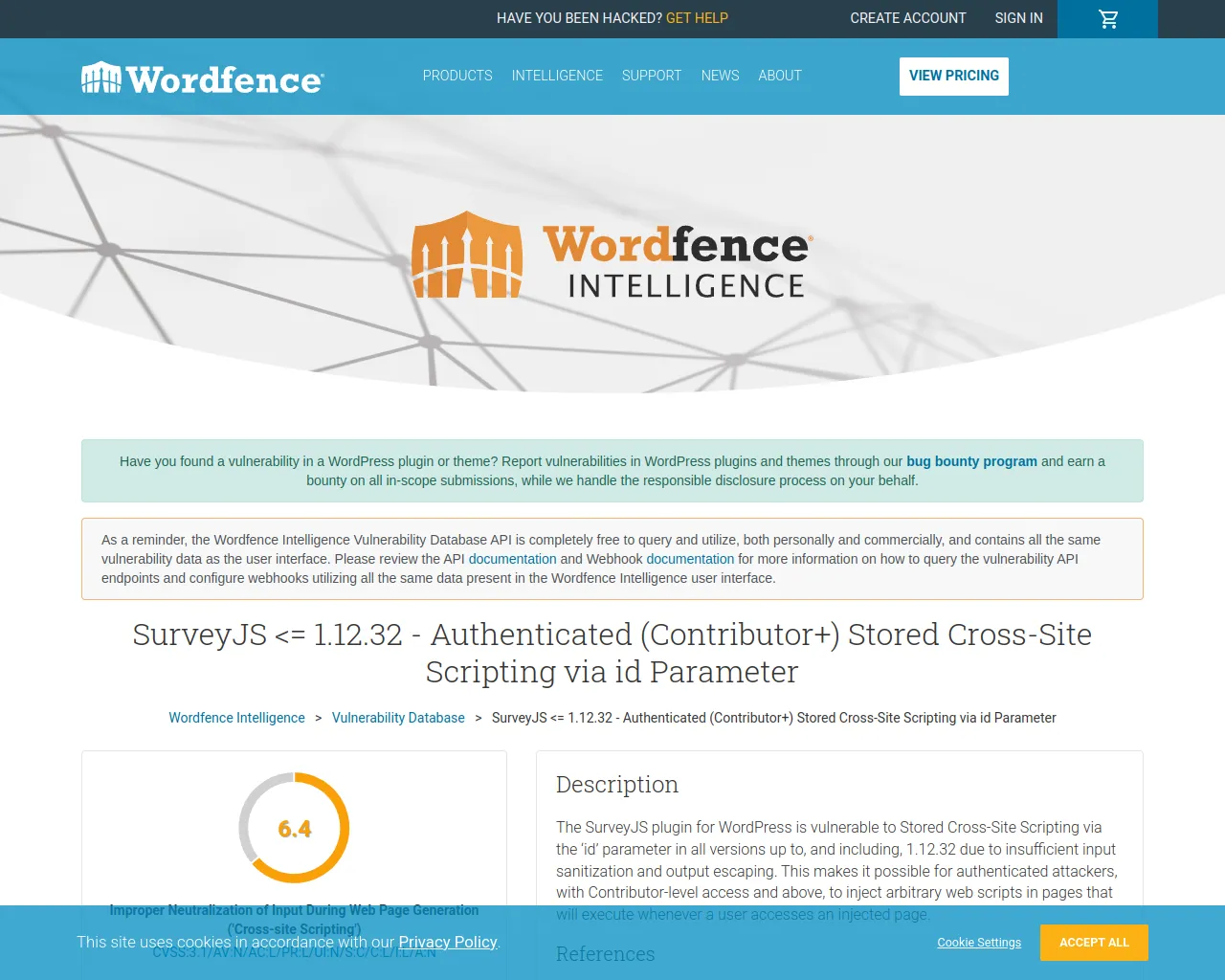SurveyJS <= 1.12.32 - Authenticated (Contributor+) Stored Cross-Site Scripting via id Parameter