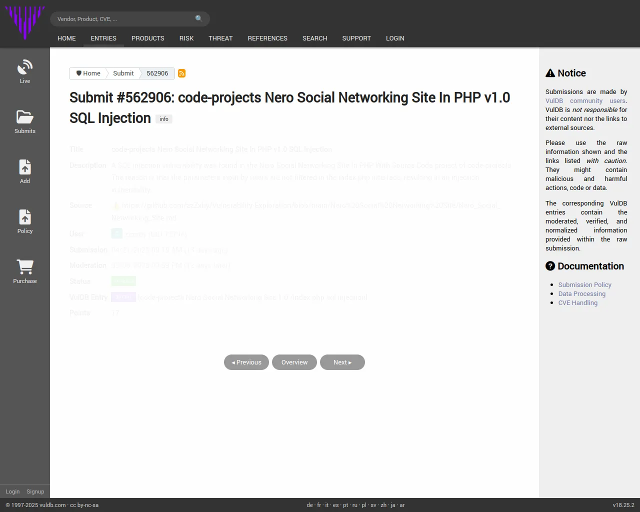 Submit #562906: code-projects Nero Social Networking Site In PHP v1.0 SQL Injection