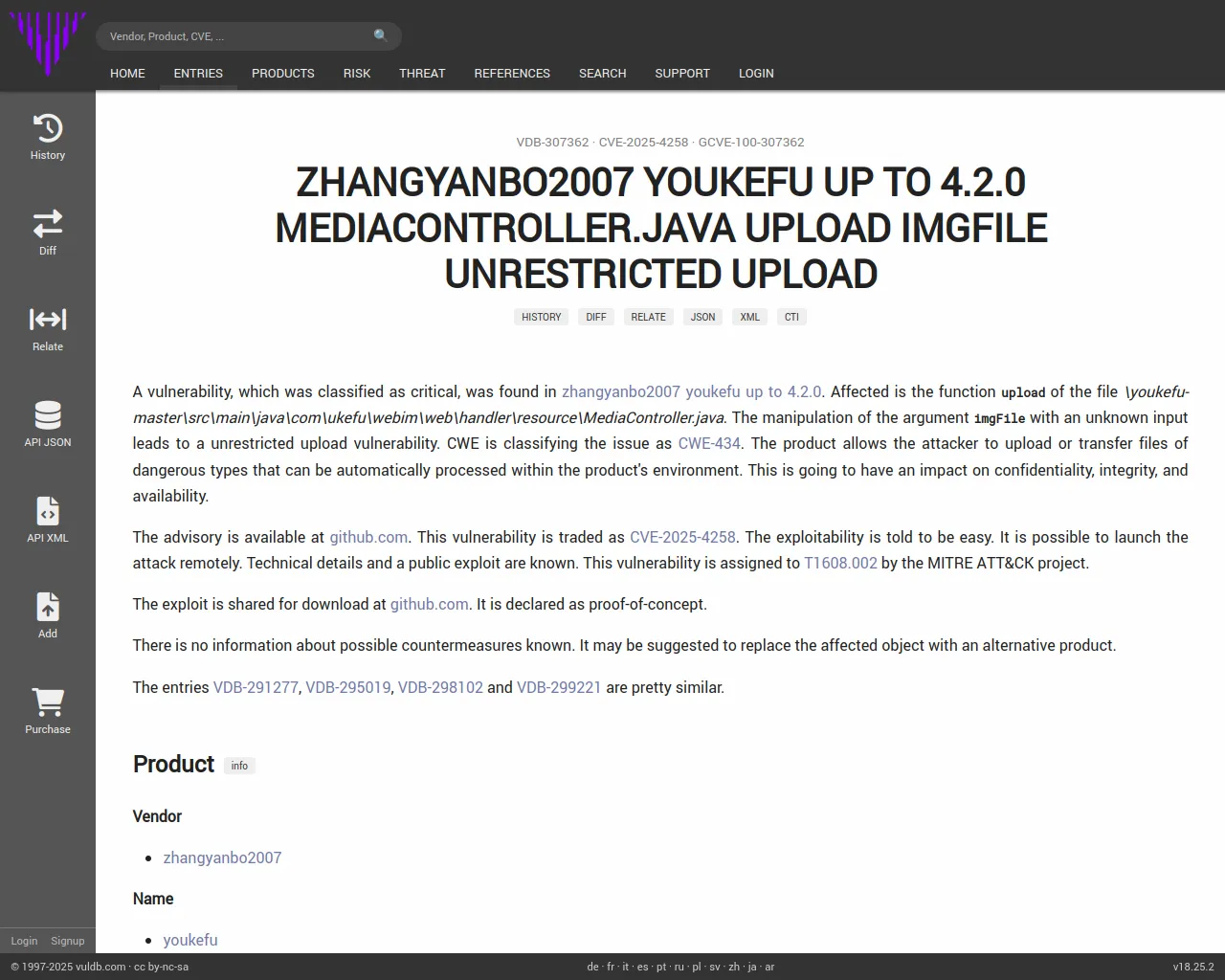 CVE-2025-4258 zhangyanbo2007 youkefu MediaController.java upload unrestricted upload