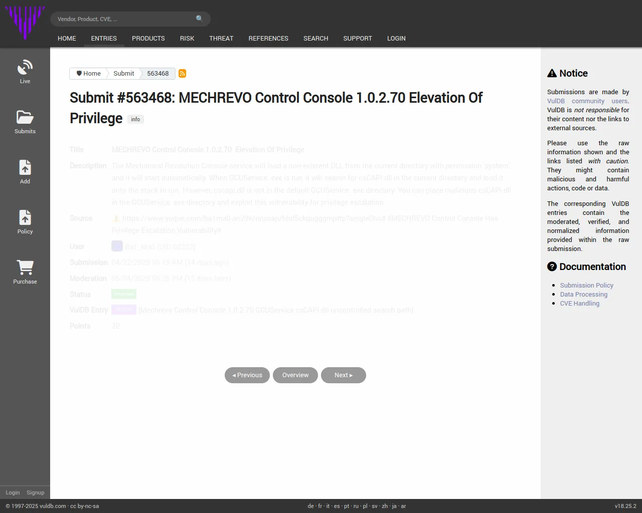 Submit #563468: MECHREVO Control Console 1.0.2.70 Elevation Of Privilege