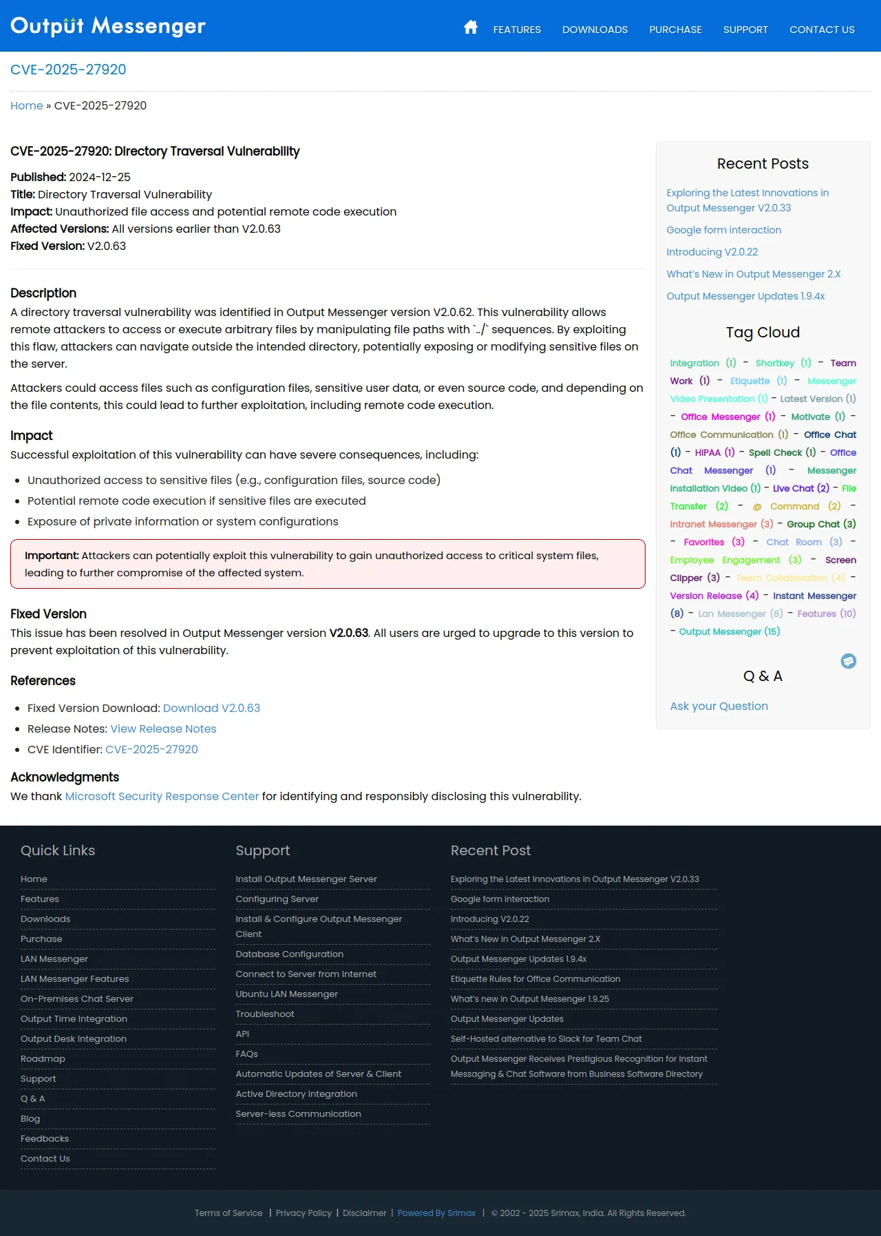 CVE-2025-27920: Directory Traversal Vulnerability