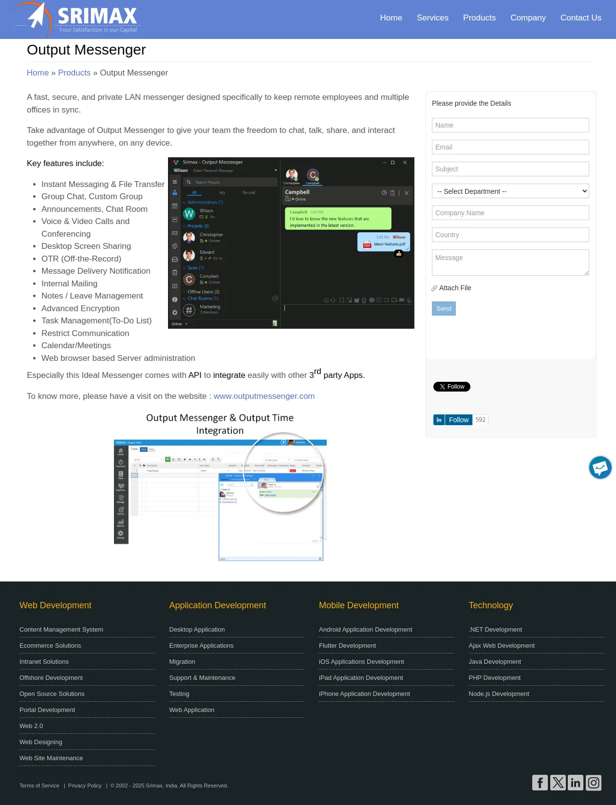 Secure Instant Lan Messenger Software - Output Messenger | Srimax
