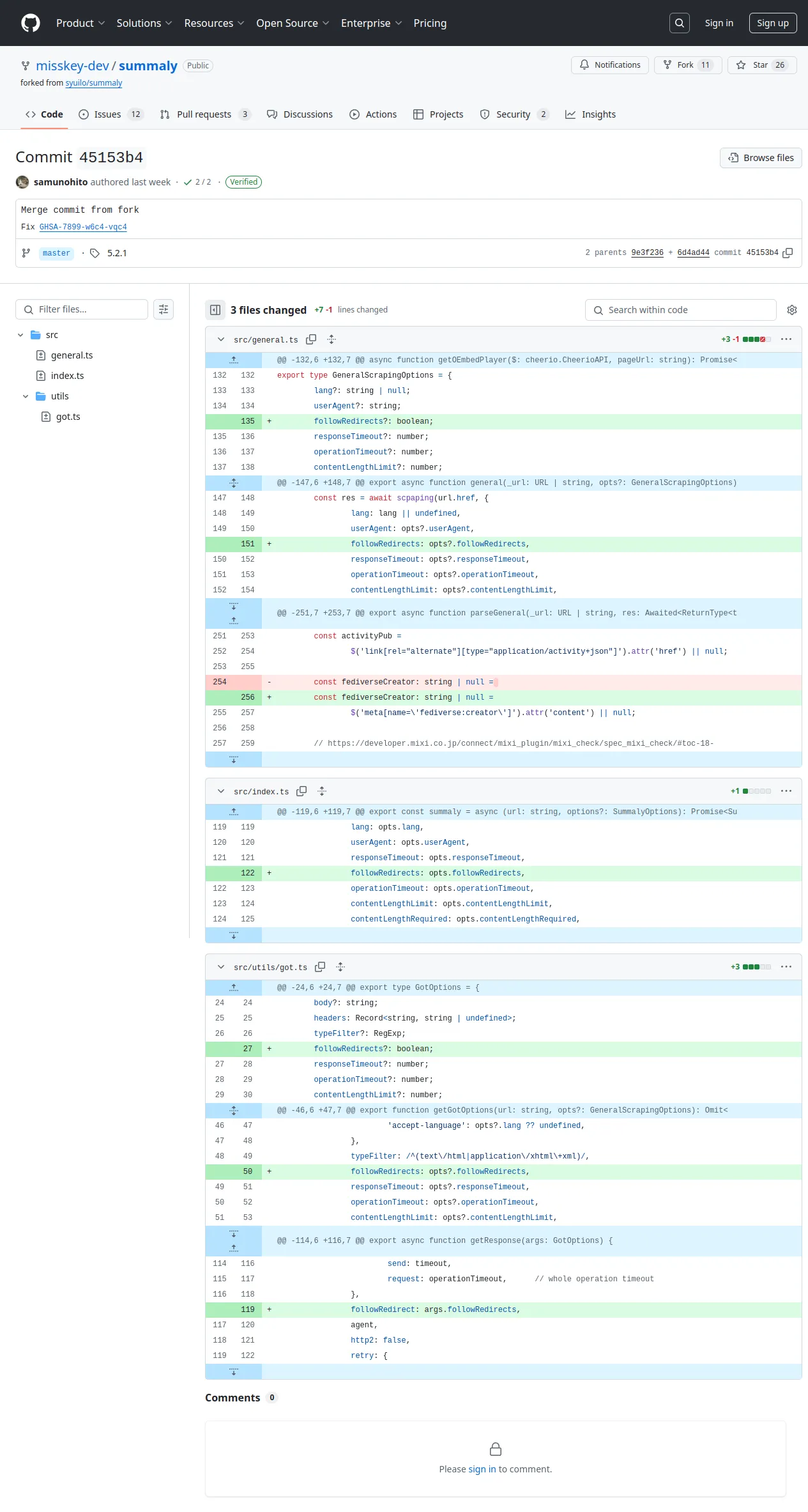 Merge commit from fork · misskey-dev/summaly@45153b4 · GitHub