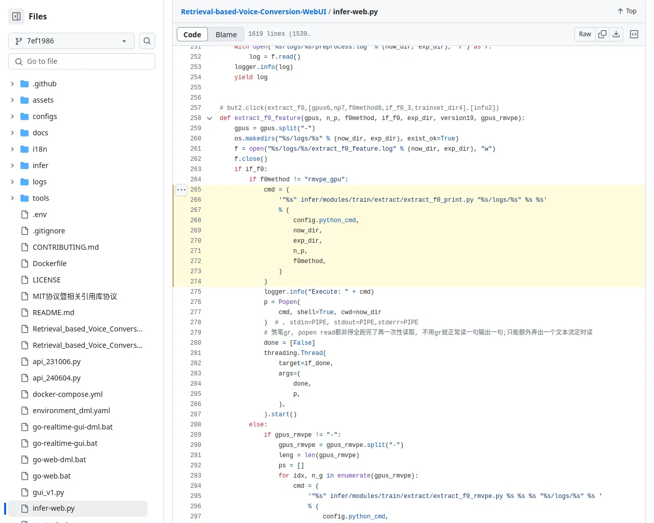Retrieval-based-Voice-Conversion-WebUI/infer-web.py at 7ef19867780cf703841ebafb565a4e47d1ea86ff · RVC-Project/Retrieval-based-Voice-Conversion-WebUI · GitHub