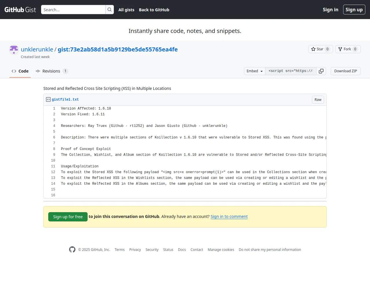 Stored and Reflected Cross Site Scripting (XSS) in Multiple Locations · GitHub