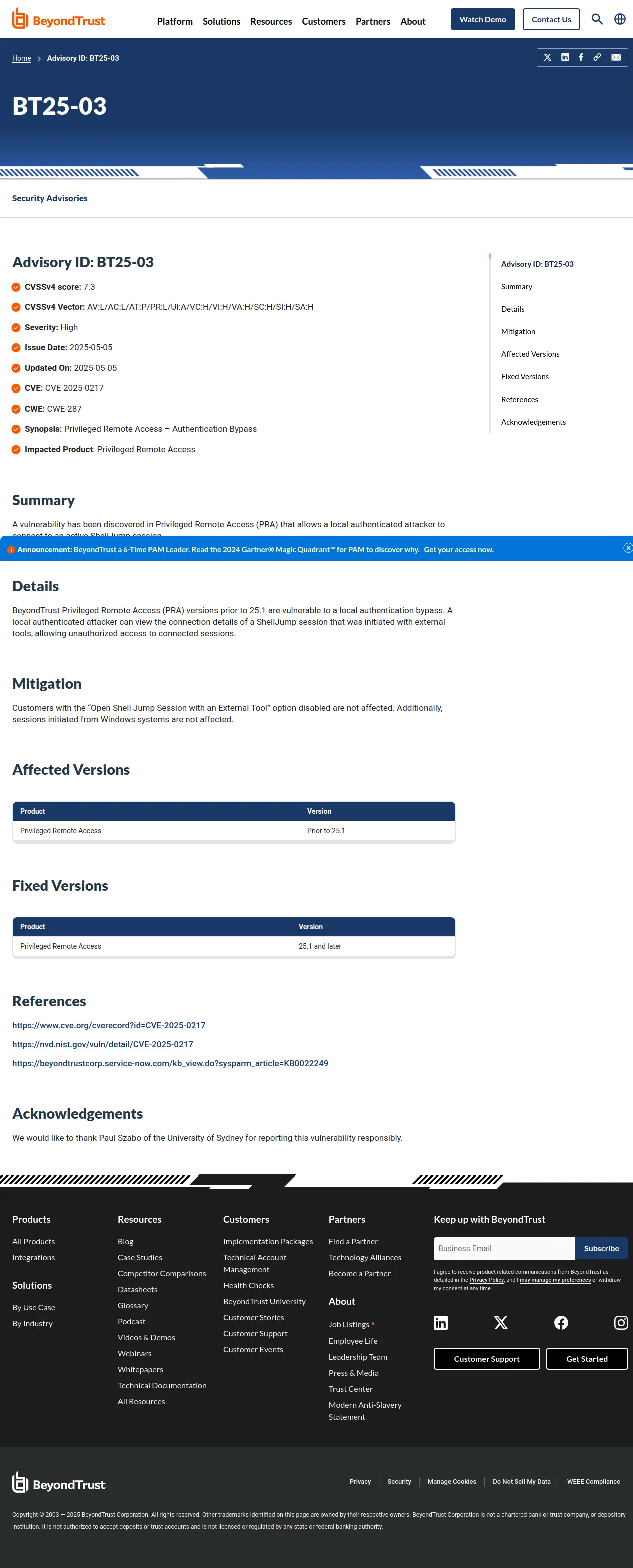Advisory ID: BT25-03 | BeyondTrust