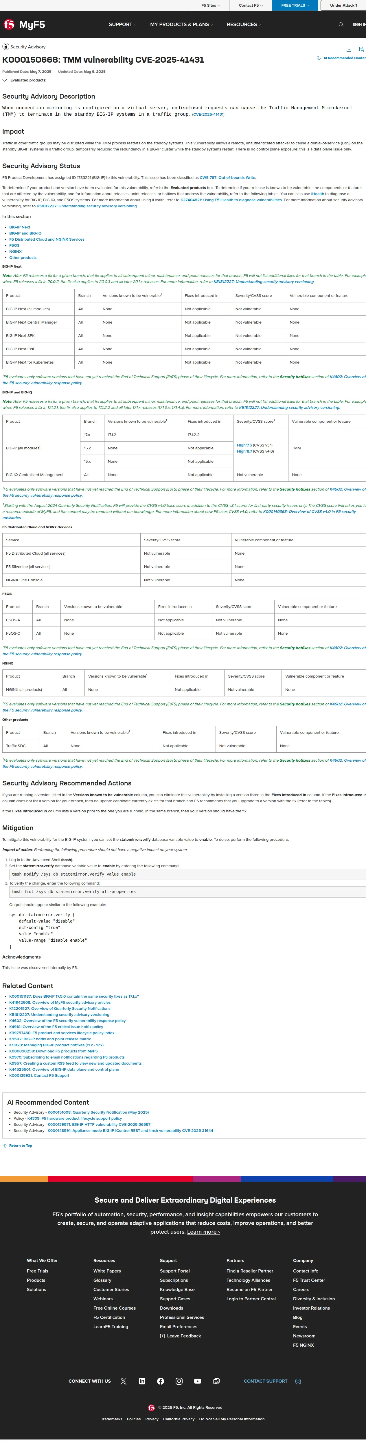 TMM vulnerability CVE-2025-41431