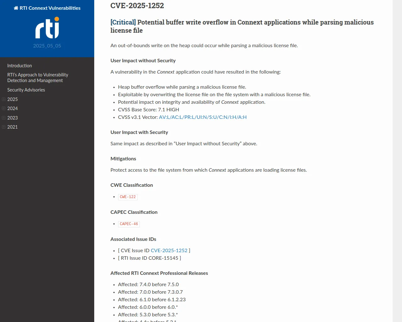 RTI Connext Vulnerabilities (2025_05_05)