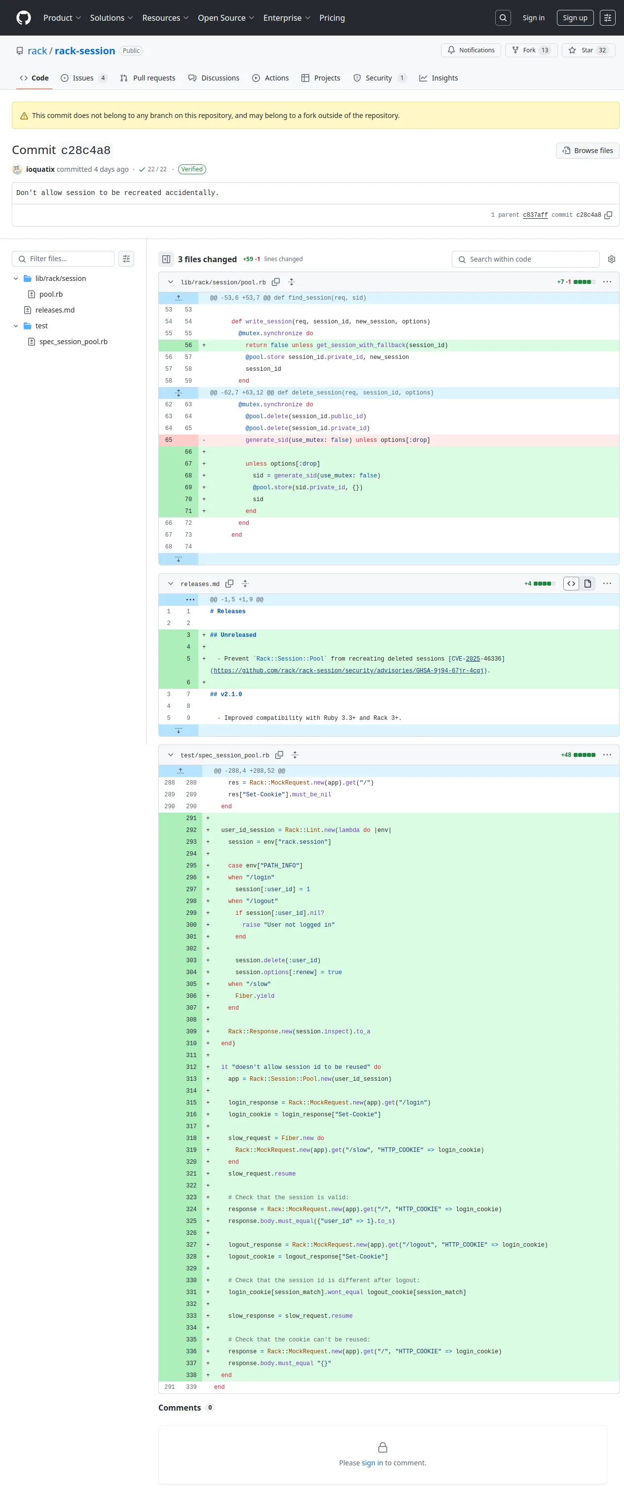Don't allow session to be recreated accidentally. · rack/rack-session@c28c4a8 · GitHub