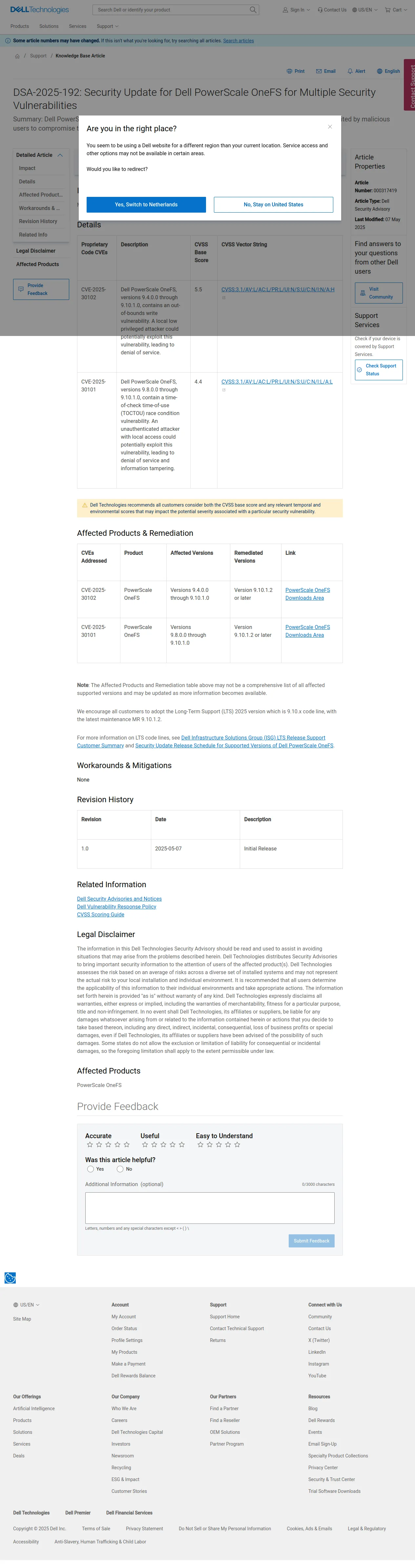 DSA-2025-192: Security Update for Dell PowerScale OneFS for Multiple Security Vulnerabilities | Dell US