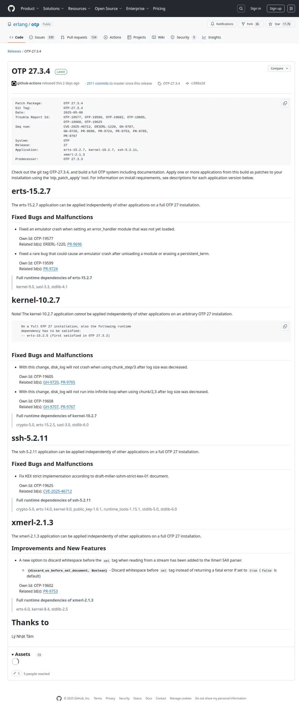 Release OTP 27.3.4 · erlang/otp · GitHub
