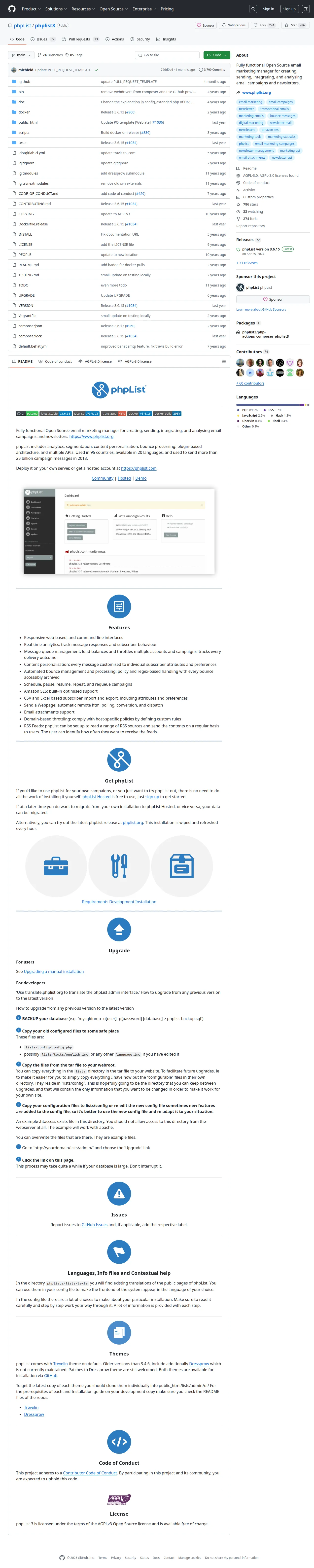 GitHub - phpList/phplist3: Fully functional Open Source email marketing manager for creating, sending, integrating, and analysing email campaigns and newsletters.
