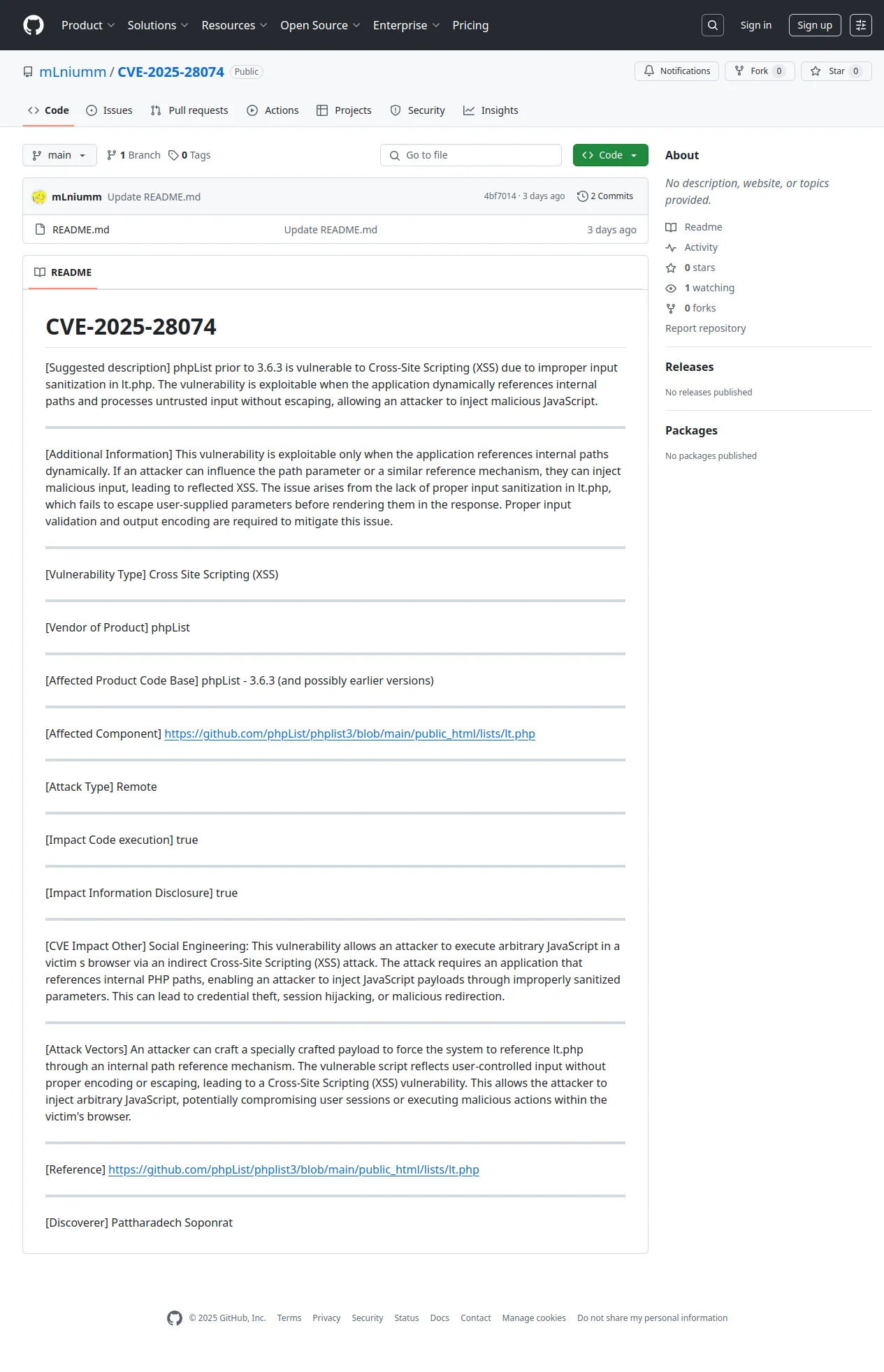 GitHub - mLniumm/CVE-2025-28074