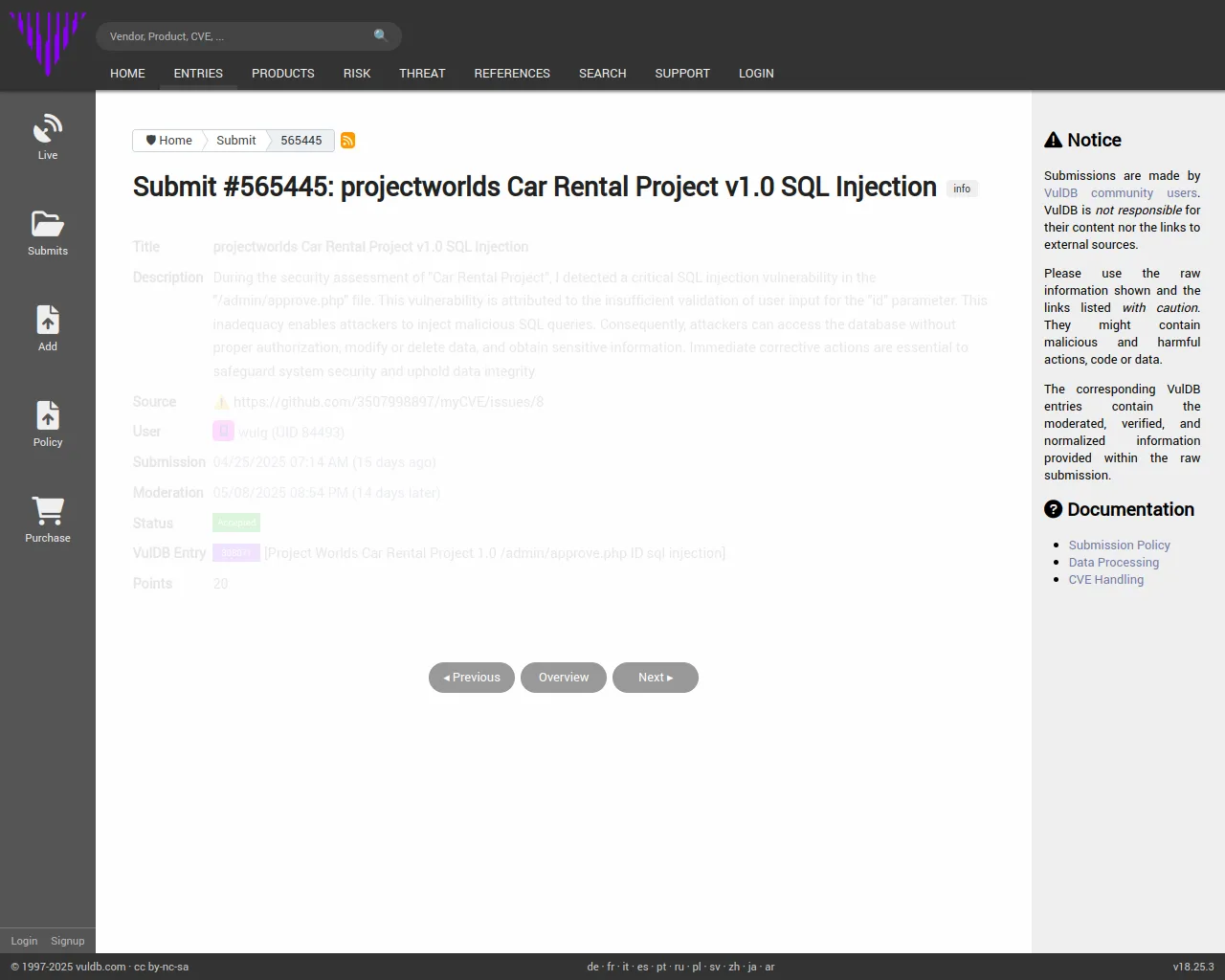 Submit #565445: projectworlds Car Rental Project v1.0 SQL Injection