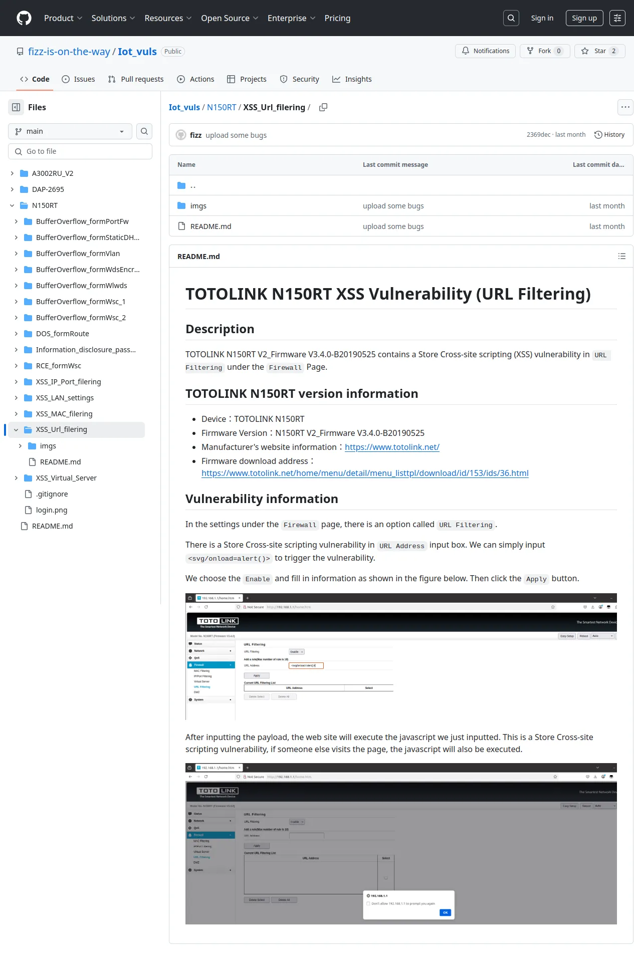 Iot_vuls/N150RT/XSS_Url_filering at main · fizz-is-on-the-way/Iot_vuls · GitHub