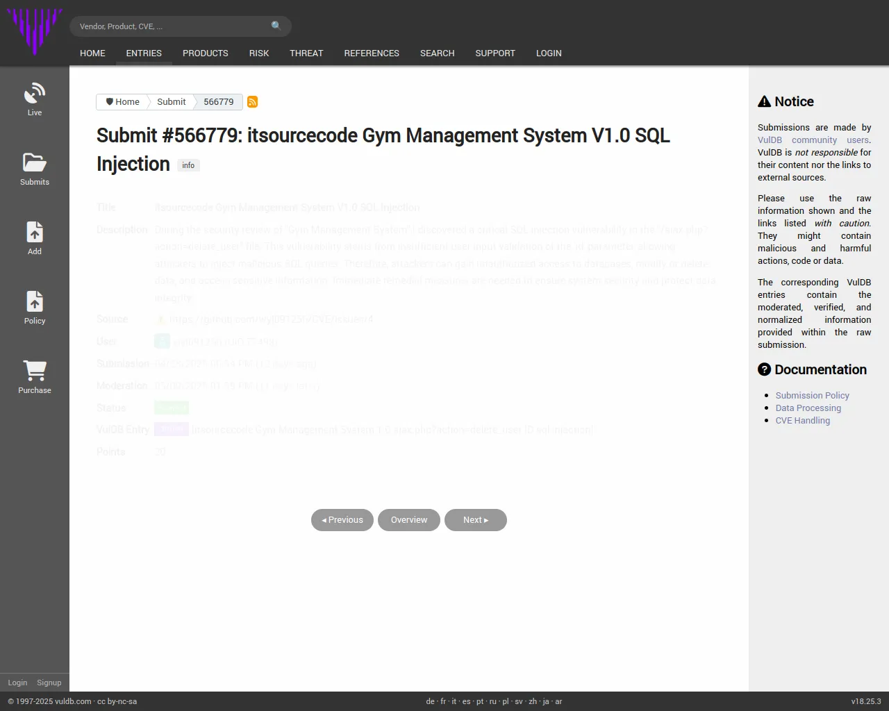Submit #566779: itsourcecode Gym Management System V1.0 SQL Injection