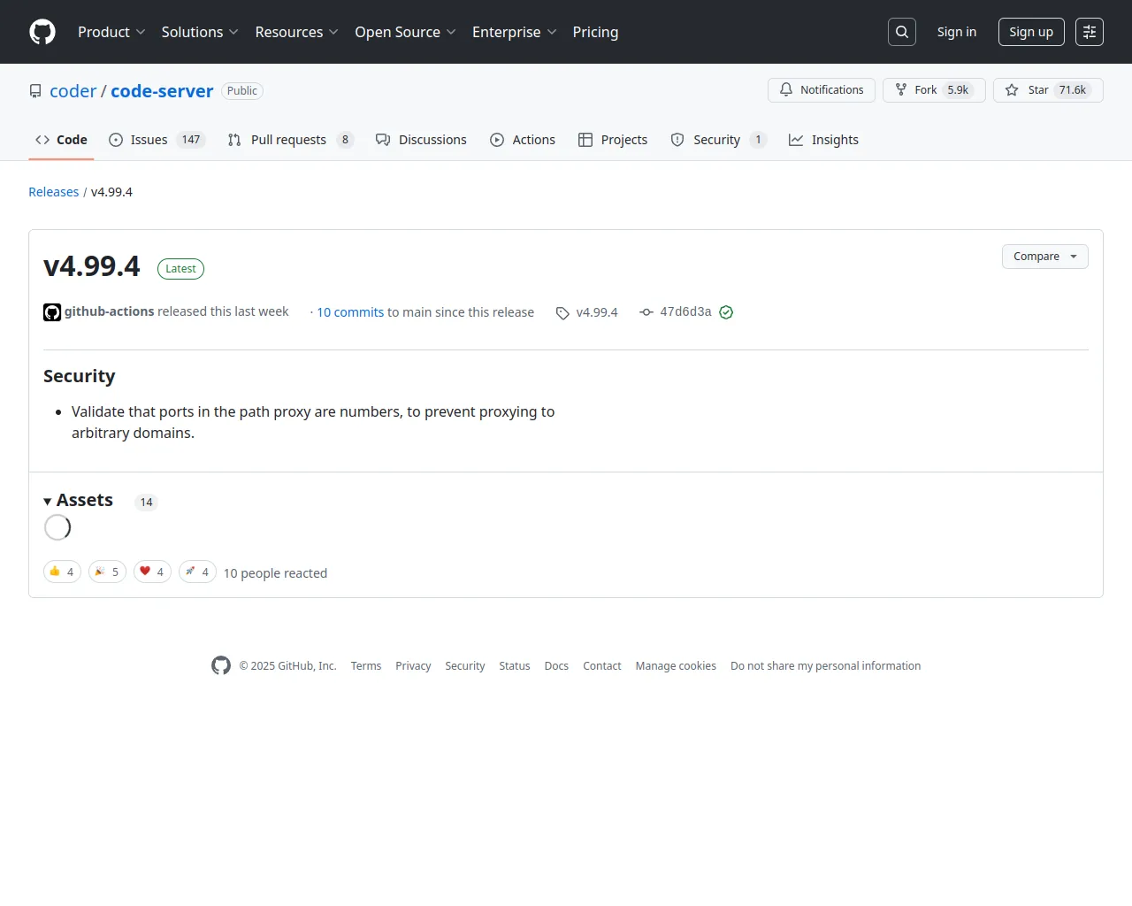 Release v4.99.4 · coder/code-server · GitHub