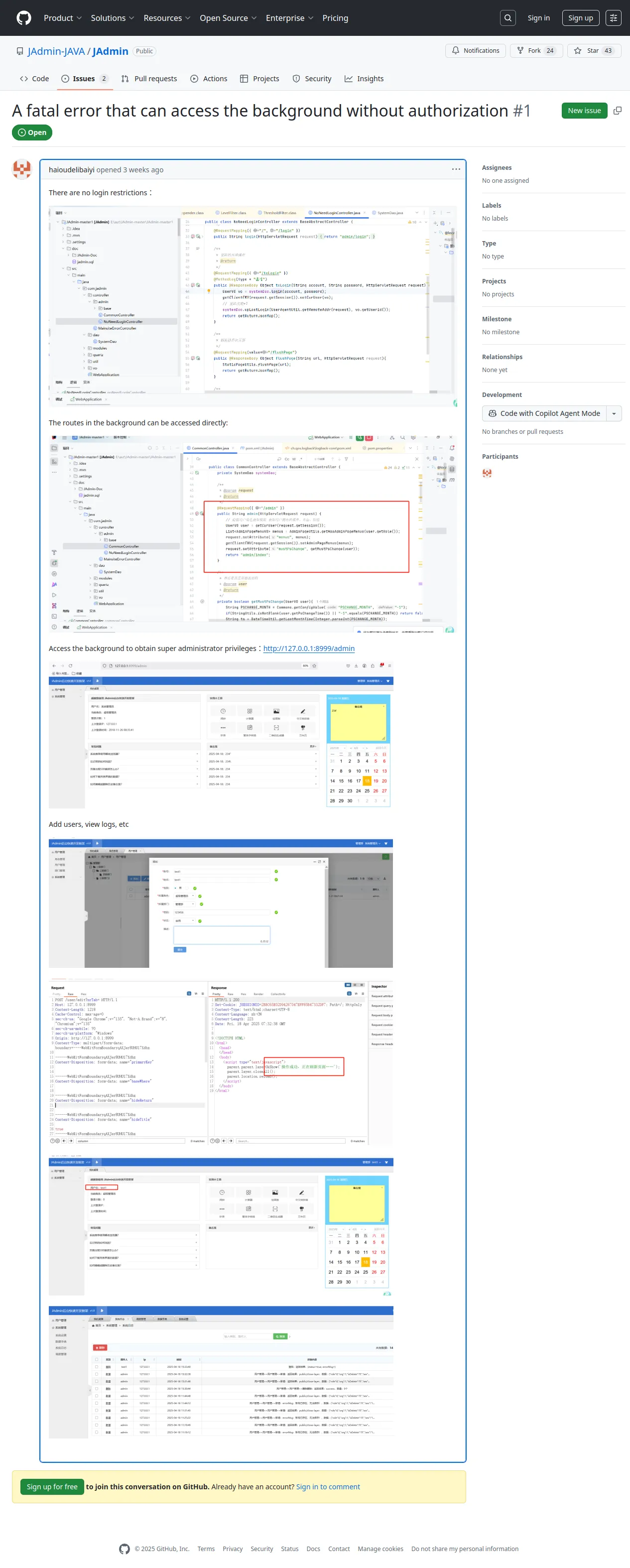 A fatal error that can access the background without authorization · Issue #1 · JAdmin-JAVA/JAdmin