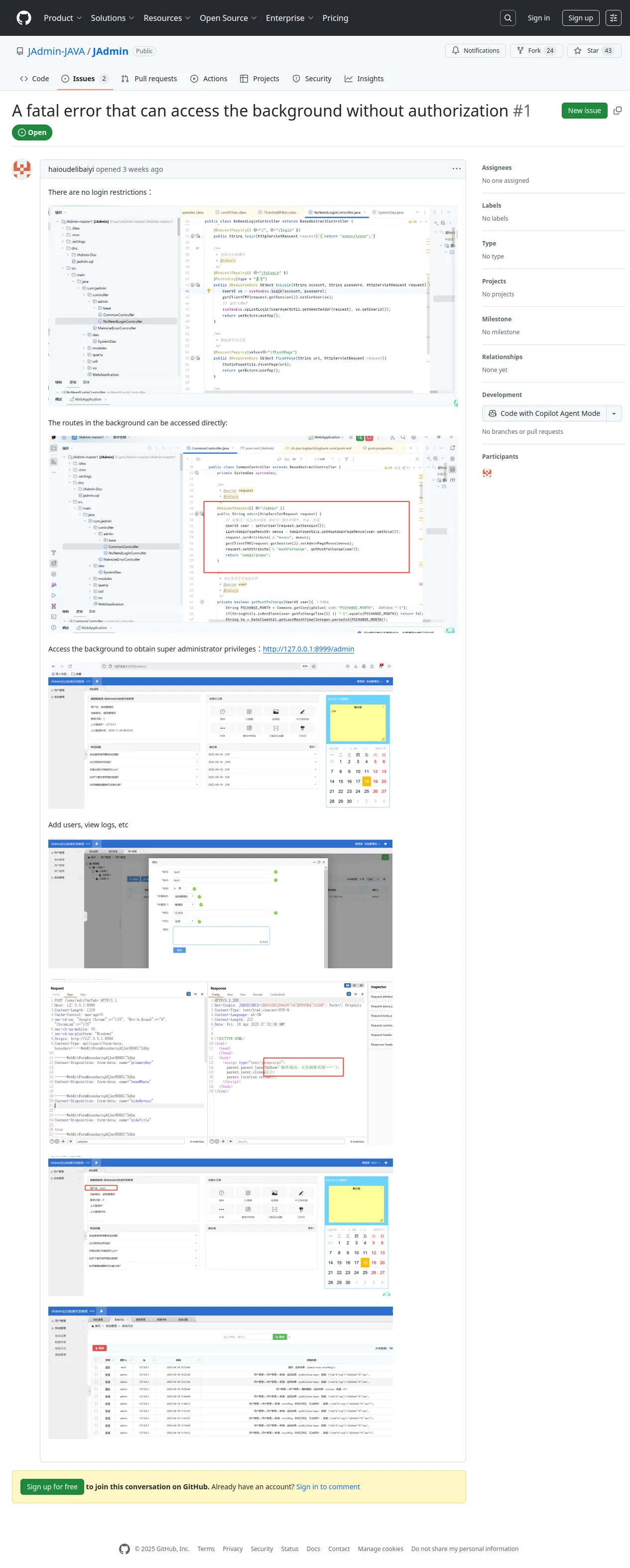 A fatal error that can access the background without authorization · Issue #1 · JAdmin-JAVA/JAdmin