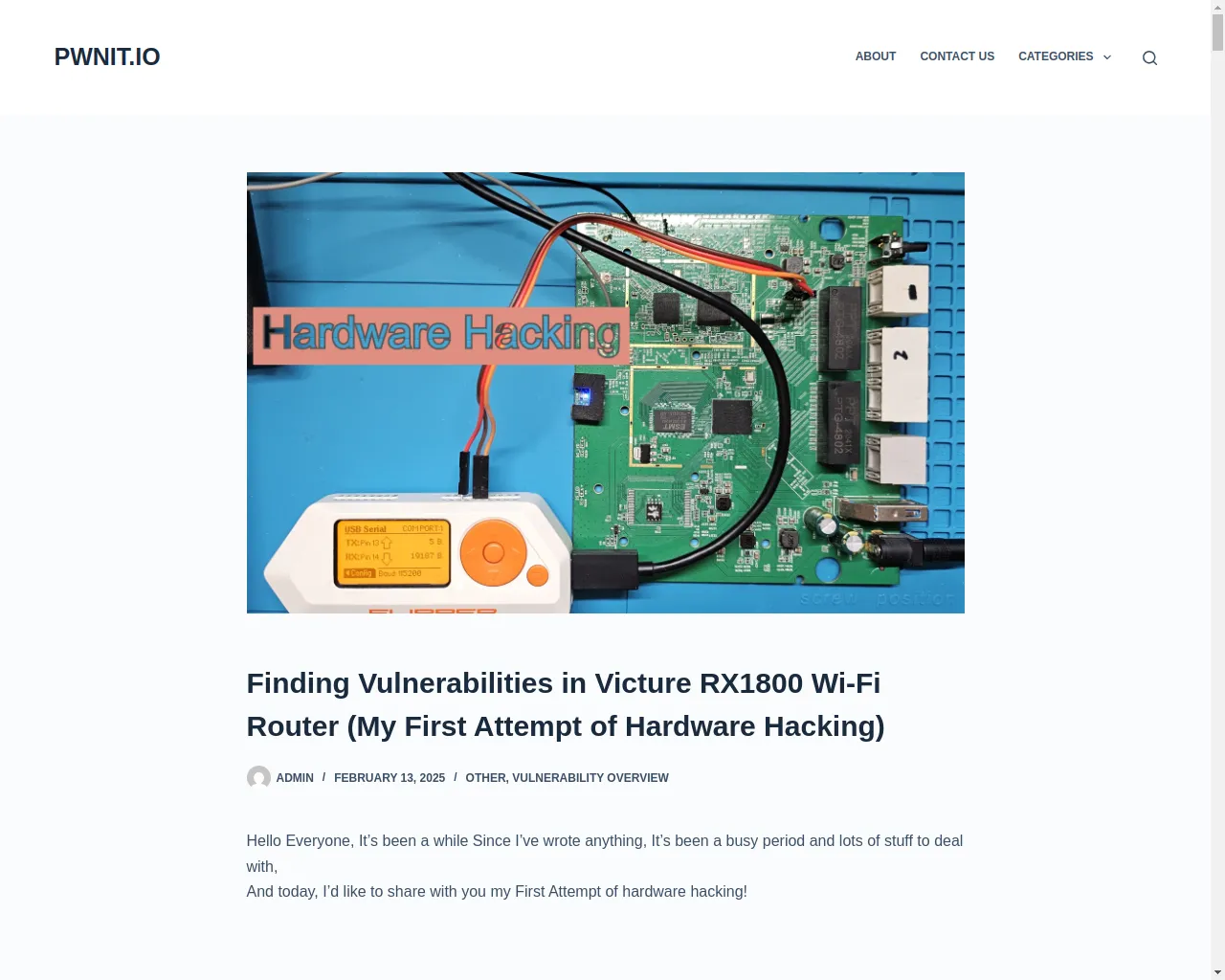 Finding Vulnerabilities in Victure RX1800 Wi-Fi Router (My First Attempt of Hardware Hacking) - PWNIT.IO